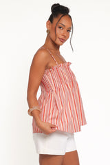 Carson Pleated Top - Peach Stripe