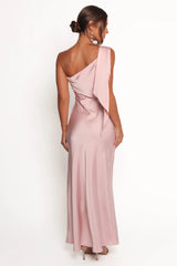 Lolana Draped One Shoulder Dress - Pale Pink