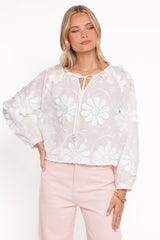 Leire Embroidered Blouse - White