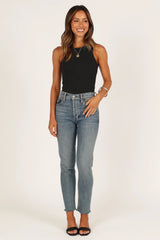 Ari Ribbed Tank Top - Black