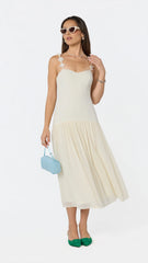 Amia Floral Applique Midi Dress