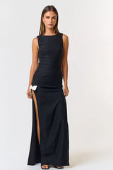 Jana High Slit Bow Maxi Dress