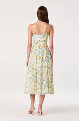Jaylynn Ruffle Sweetheart Linen Midi Dress