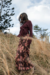 Vivie Midi Skirt - Chocolate Floral