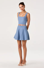 Shaylla Ribbed Square-Neck Cropped Tank