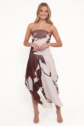 Doreen Midi Dress - Brown Floral