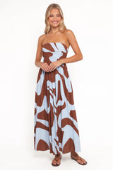 Nesta Maxi Dress - Brown/Blue