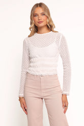 Riven Shirred Top - White