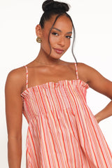 Carson Pleated Top - Peach Stripe