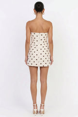 Soho Polka Dot Linen Romper Mini Dress