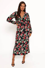 Minelli Pleat Midi Skirt - Black Rose