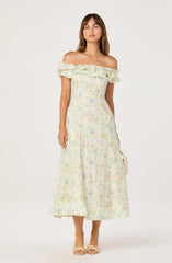 Alannah Off-Shoulder Floral Midi Dress