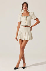 Zoela Pleated Tweed Skort