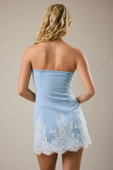 Porcelain Lace Denim Mini Dress