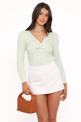 Demi Twist Detail Knit Top - Sage