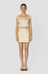 Elliana Lace Sleeve Satin Top