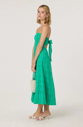 Eyelet Strapless Midi Dress
