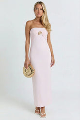 Seashell Buckle Tube Maxi Dress