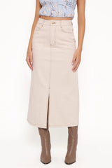 Dana Denim Midi Skirt - Bone