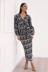 Minelli Pleat Top - Black/White Floral