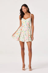 Birdie Floral Eyelet Sweetheart Mini Dress