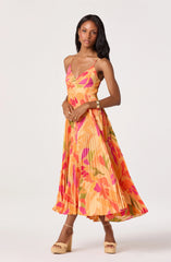 Blythe Floral Plisse Midi Dress