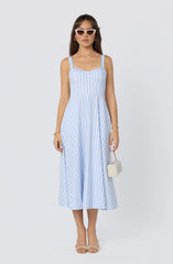 Isabela Striped Sweetheart Midi Dress