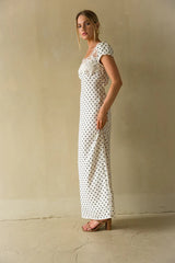 Brandie Lace Trim Polka Dot Maxi Dress