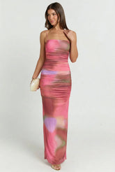 Cordelia Tie Dye Ruched Maxi Dress - Medium
