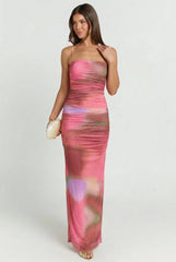Cordelia Tie Dye Ruched Maxi Dress - Medium