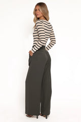 Hayden Pleated Wide Leg Pant - Dark Olive