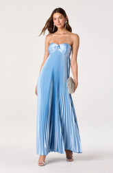 Cyrina Plissé Strapless Maxi Gown