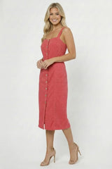 Amelie Linen Button Midi Dress - Small