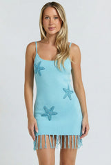 Sea Spell Starfish Fringe Mini Dress