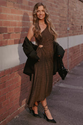 Emma One Shoulder Midi Dress - Vintage Gold