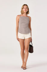 Nora Gingham Open-Back Top