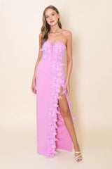 Éloise Floral Appliqué Column Maxi Dress