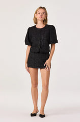 Tweed Puff Sleeve Bow Jacket