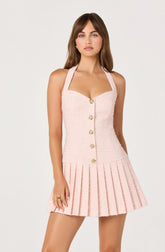 Kassey Tweed Halter Mini Dress