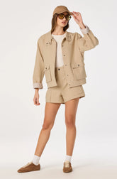 Beron Utility Jacket with Plaid Trim