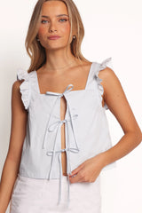 Fresca Tie Front Top - Light Blue