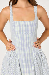 Vinya Plaid Bow-Back Midi Dress