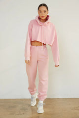 Girlfriend Crop Hoodie In Pink