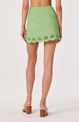Taniya Embroidered Linen Mini Skirt