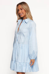 Carlotta Long Sleeve Mini Dress - Blue