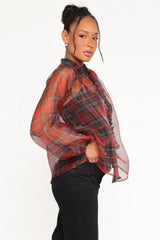 Marni Organza Top - Red Plaid