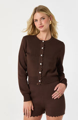 Scalloped Crewneck Cardigan