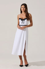 Contrast Lace Bustier Midi Dress