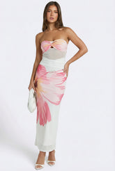 Oliana Sheer Waist Floral Maxi Dress