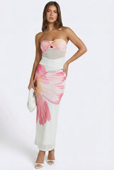 Oliana Sheer Waist Floral Maxi Dress